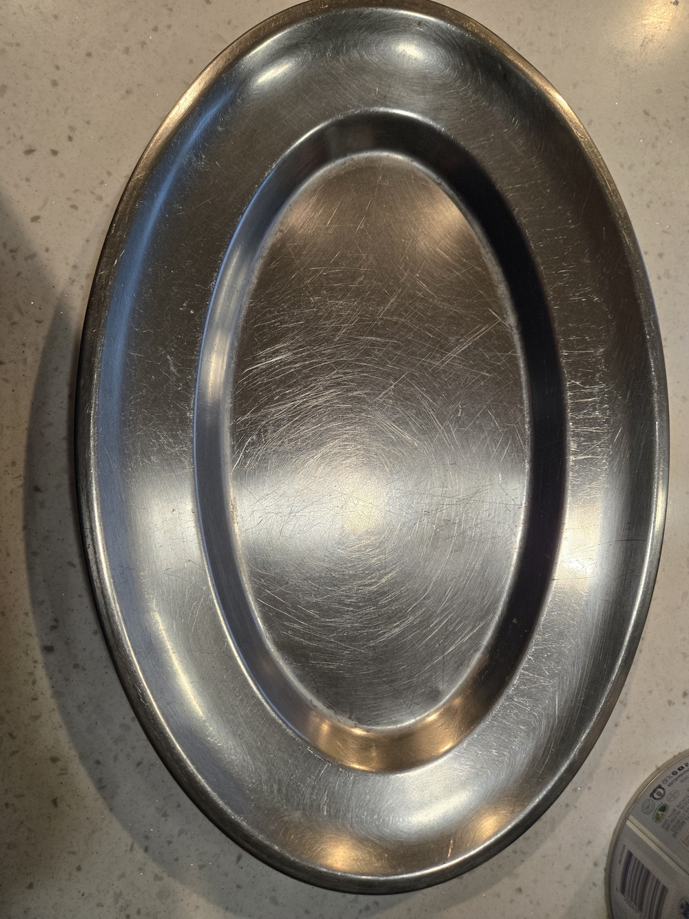 Vintage Platter- Spring Switzerland Stainless Steel Oval Platter INOX 18/8